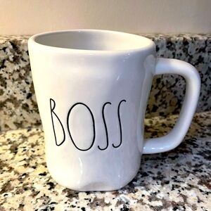 Rae Dunn NEW white ceramic BOSS mug coffee tea cup gift